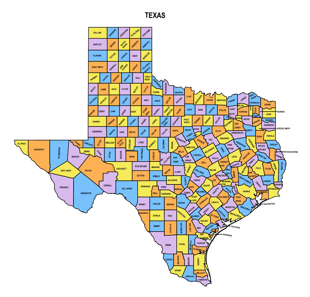 Texas County Map Printable