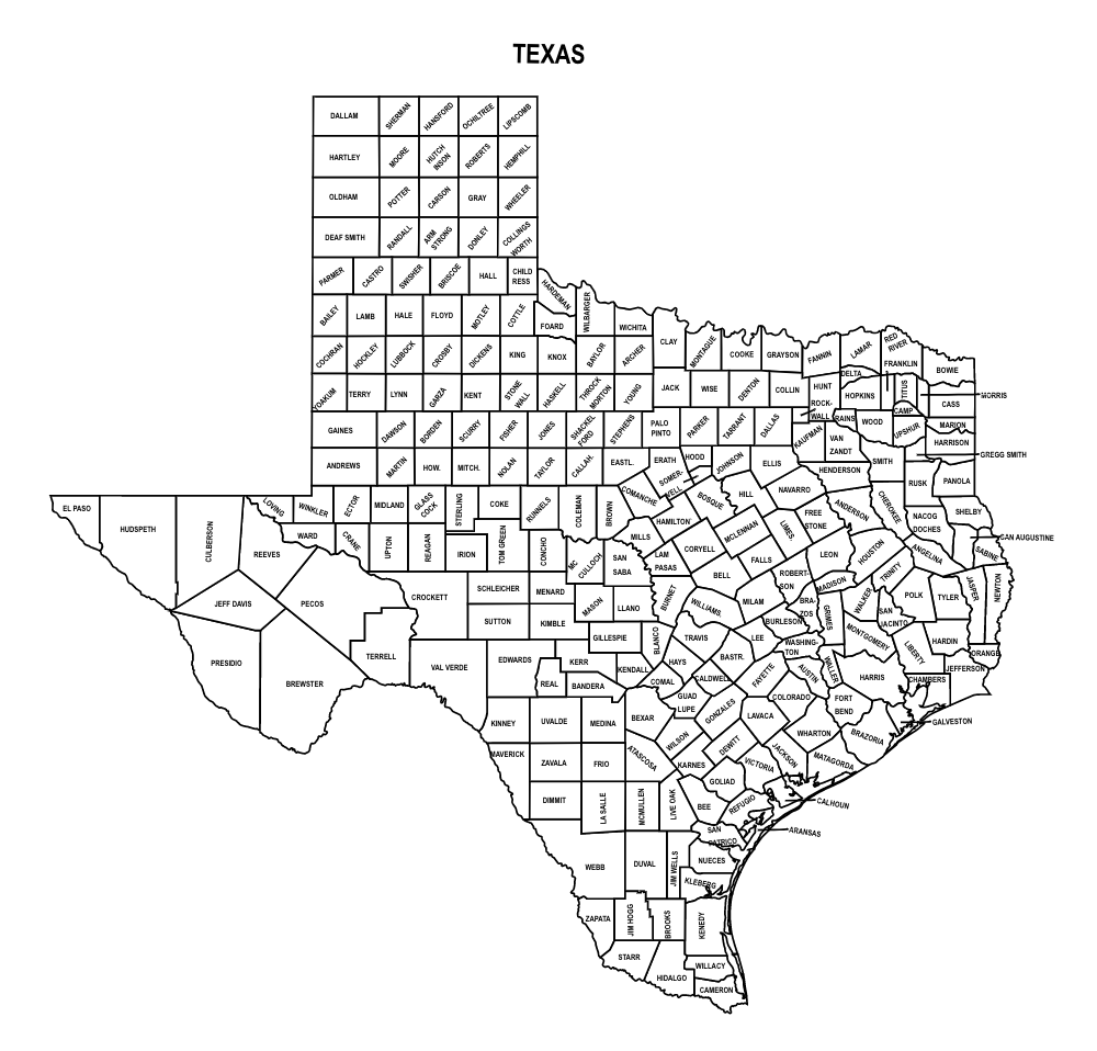 Texas County Map Printable