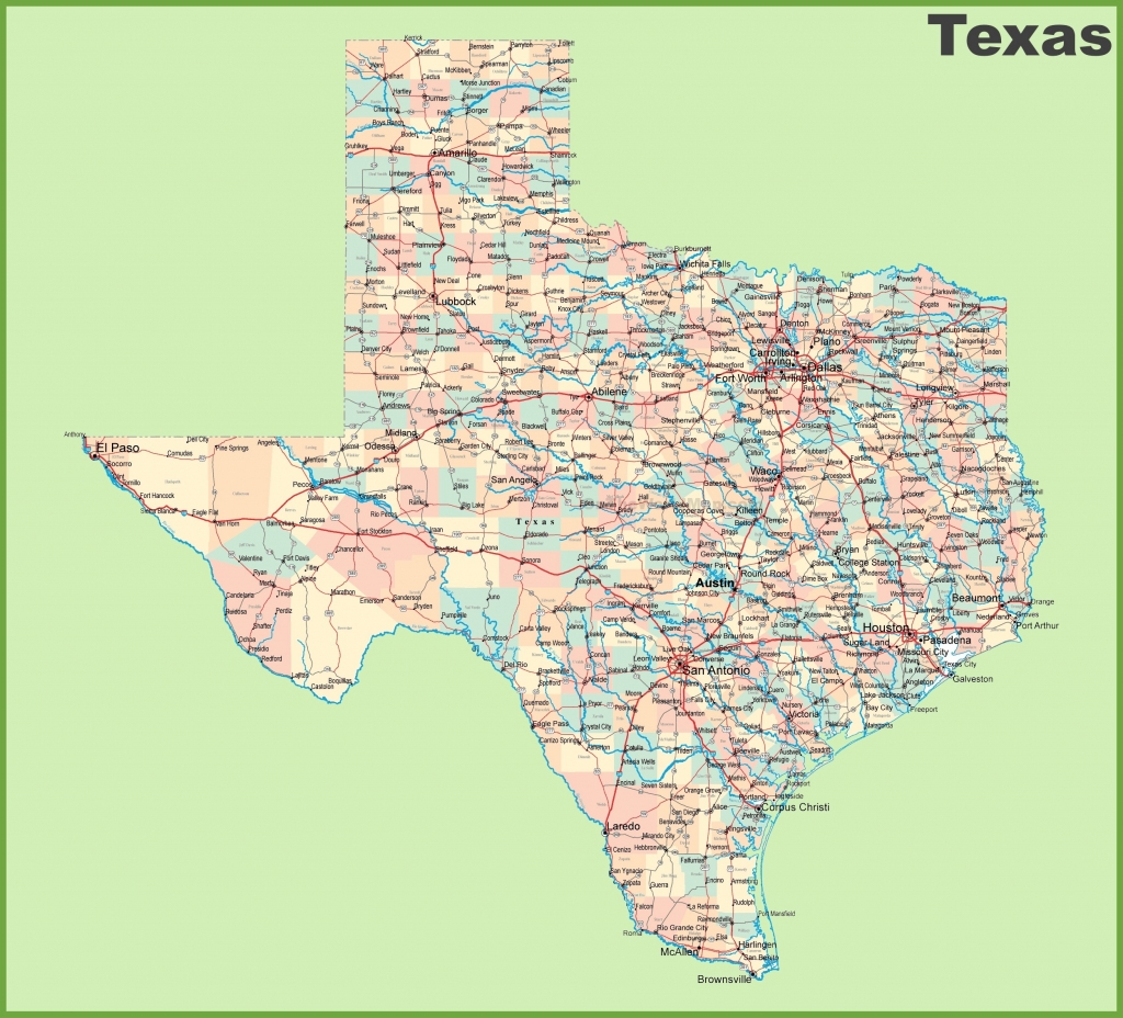 Texas Map With Cities Printable