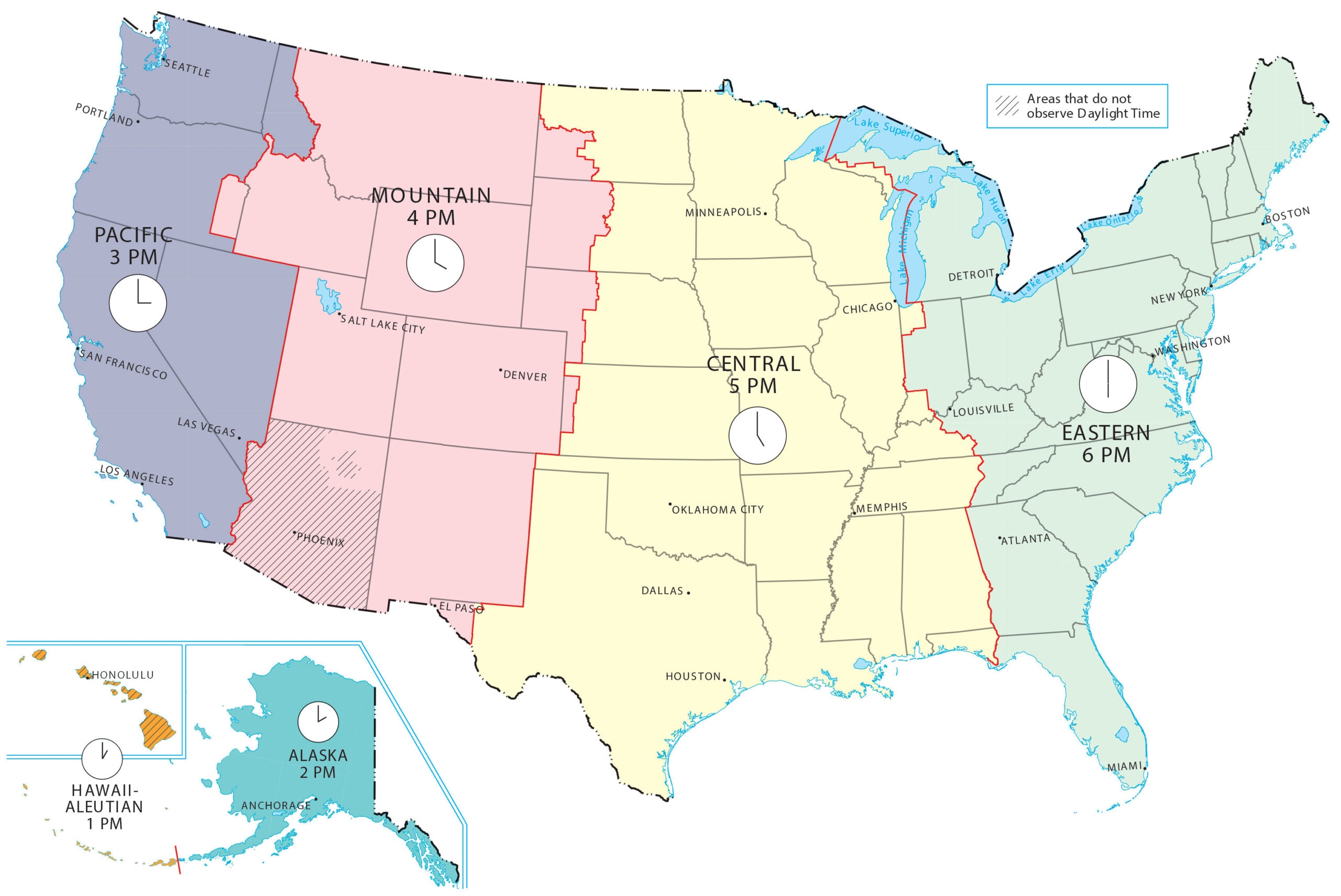 Time Zone Map USA Printable