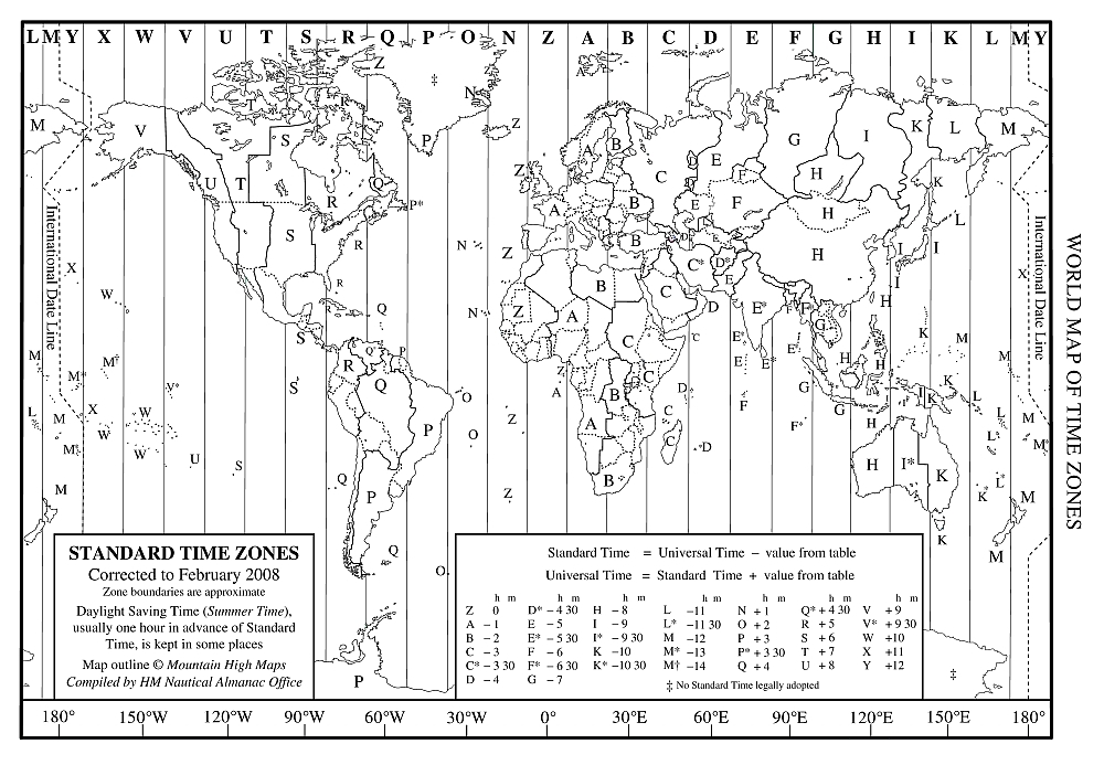 Time Zone World Map Printable
