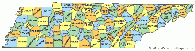 Tn Counties Map Color 2018