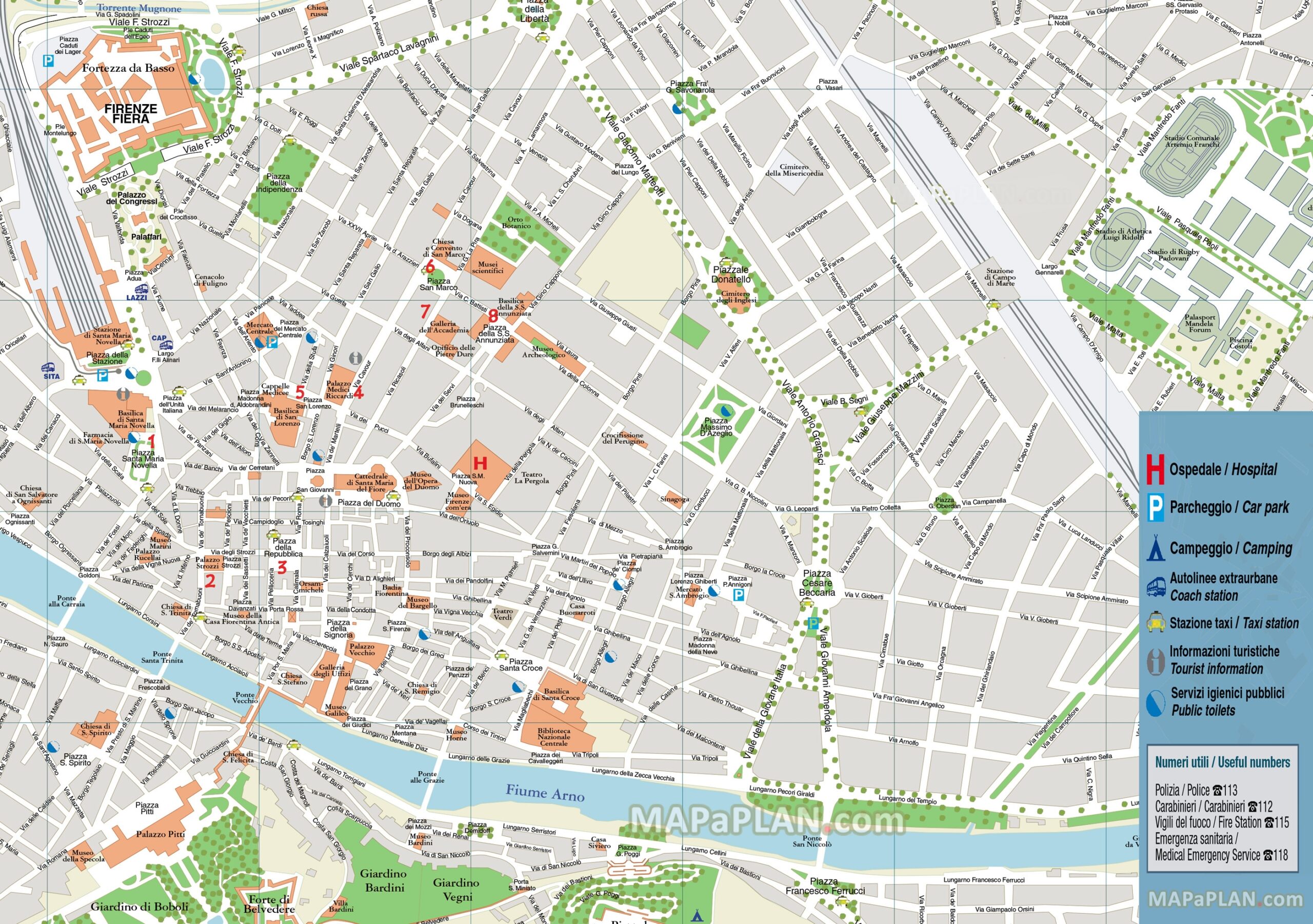 Tourist Map Of Florence Printable