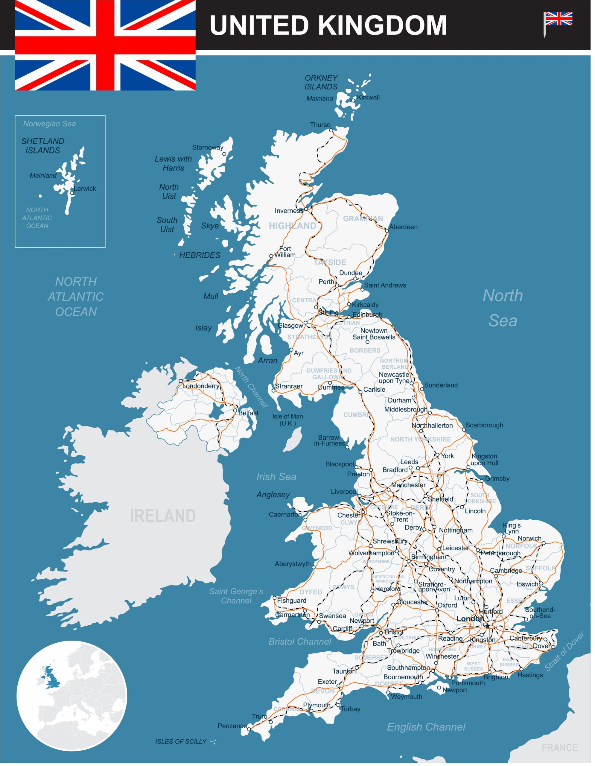 Uk Map Printable Pdf With Cities