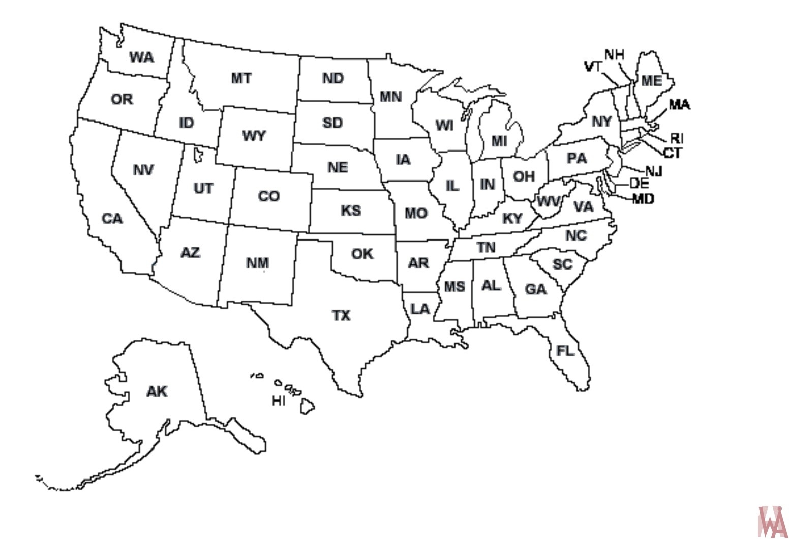 United States Map Outline Printable