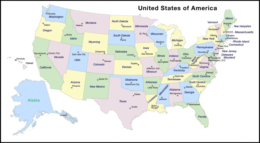 United States Map With State Names And Capitals Printable Best 