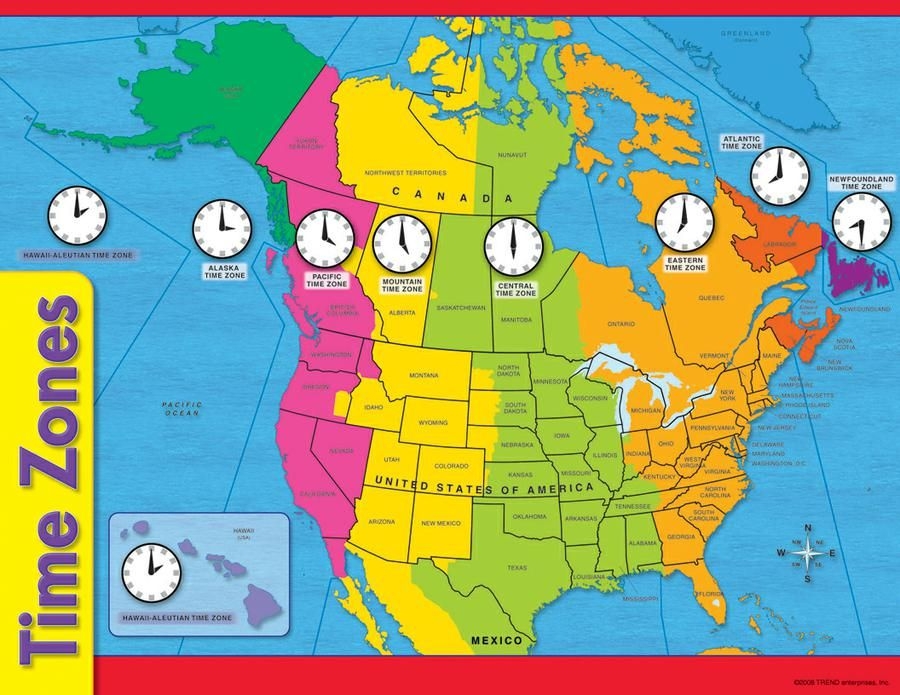 United States Time Zone Map Printable