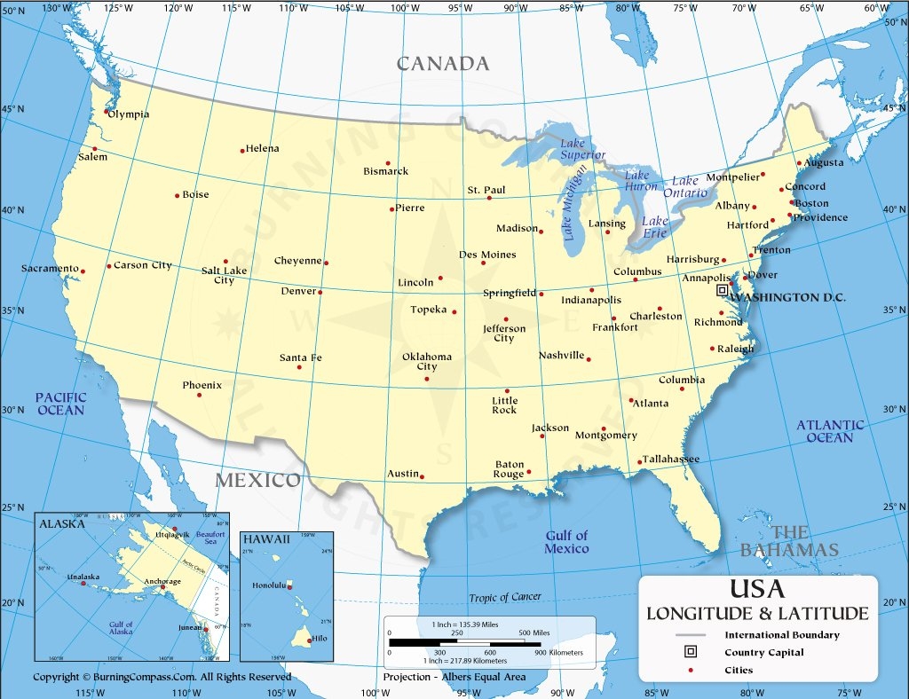US Latitude And Longitude Map With Cities Worksheets Library