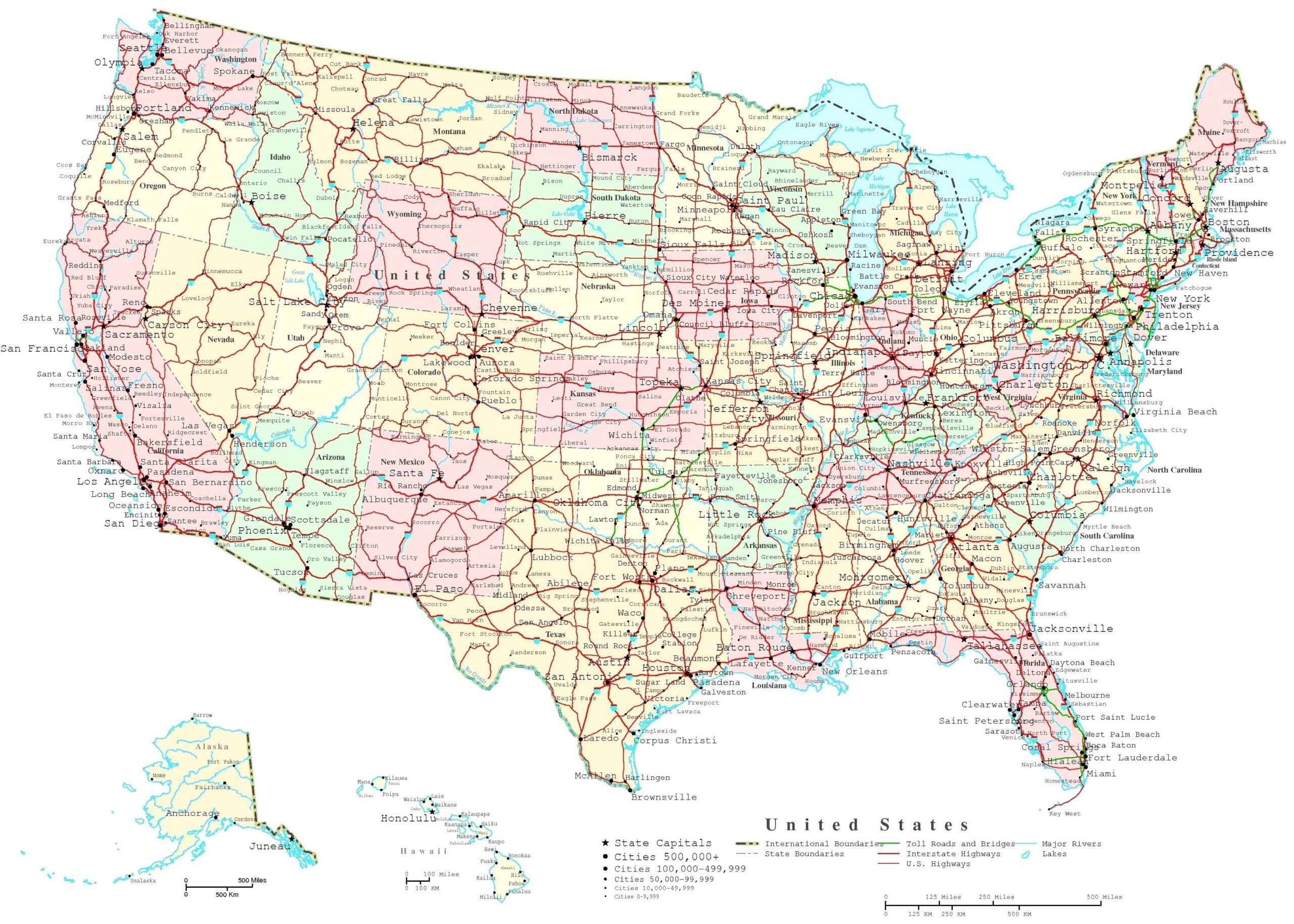 Us Map Labeled Printable