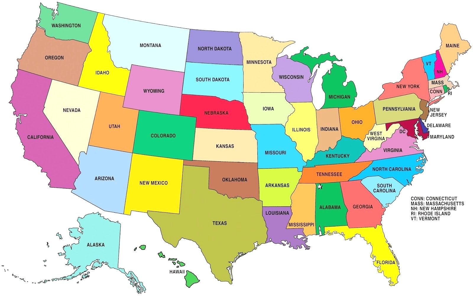Us Map Labeled Printable