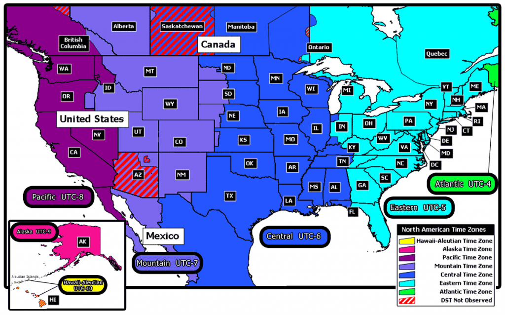 Us Time Zones Mapsof Large Printable Us Time Zone Map Printable