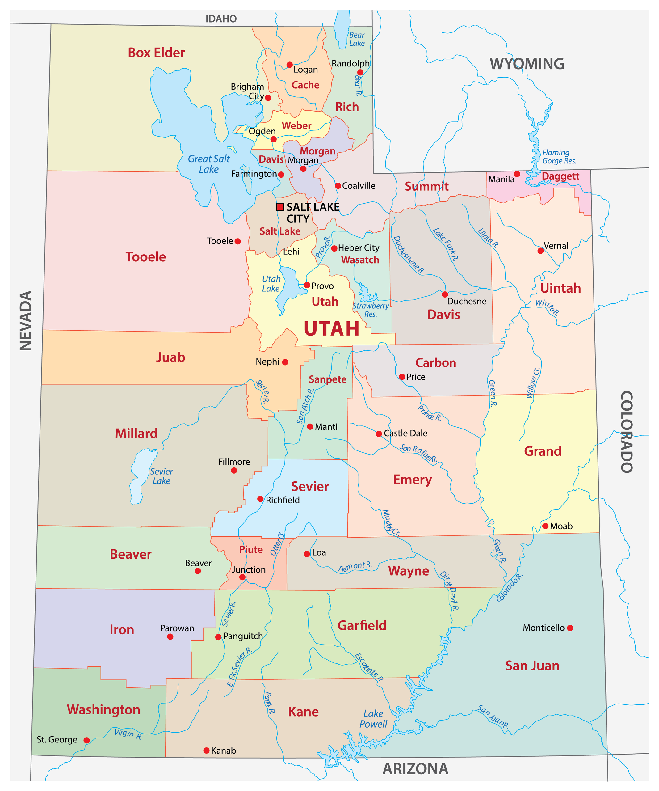 Utah Printable Map