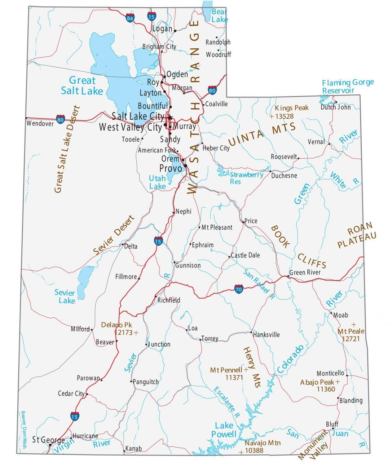 Utah State Map Printable