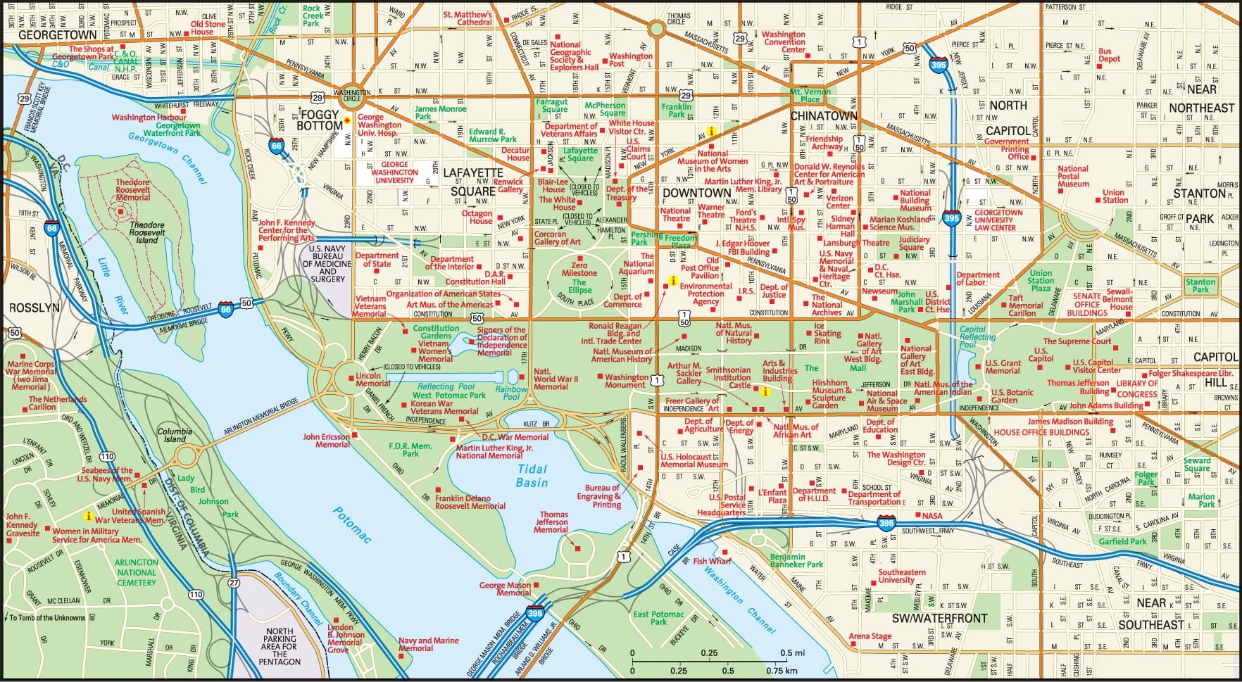 Washington DC Map And Travel Guide Maps Of Washington DC