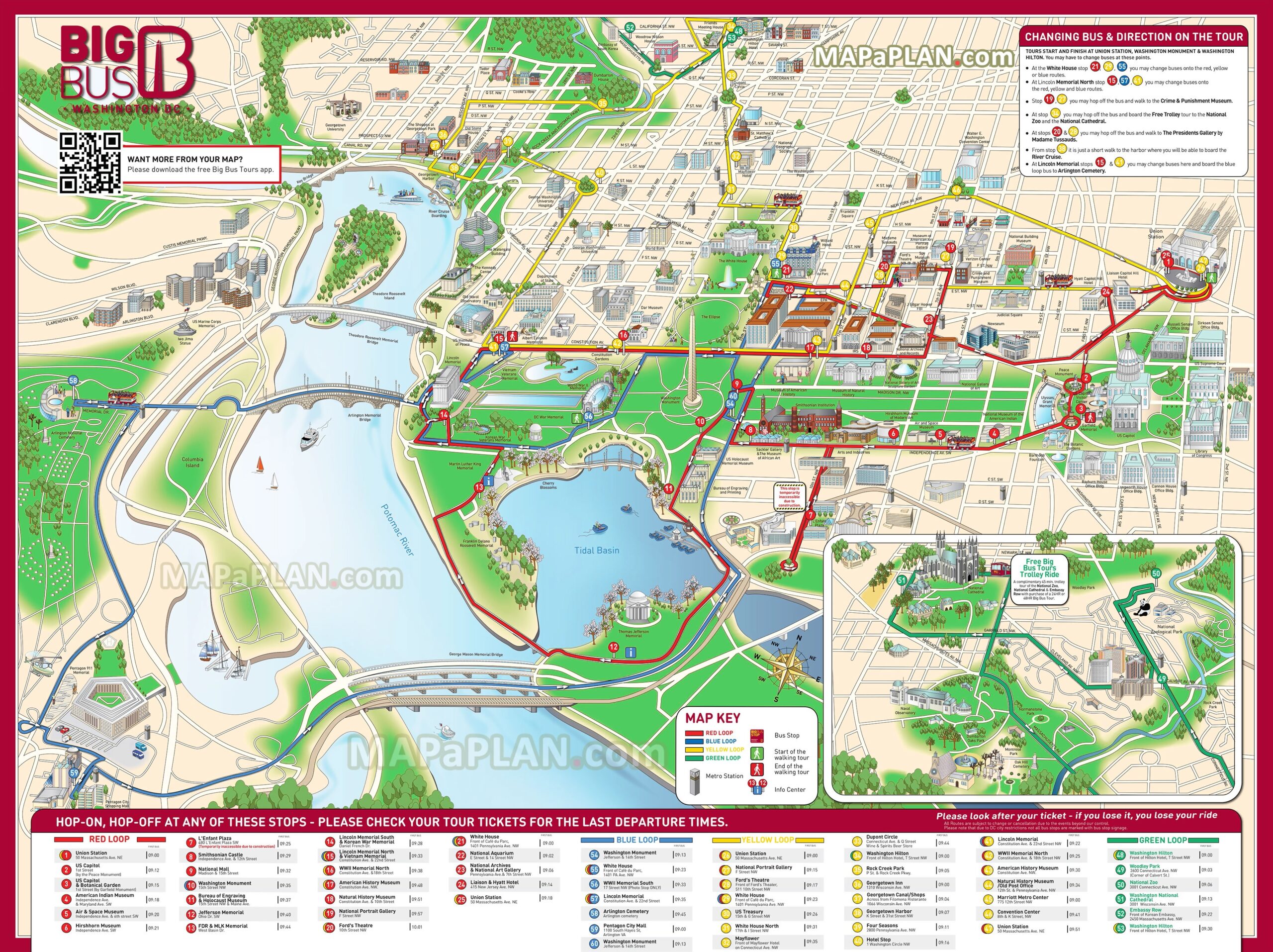 Washington Dc Printable Tourist Map