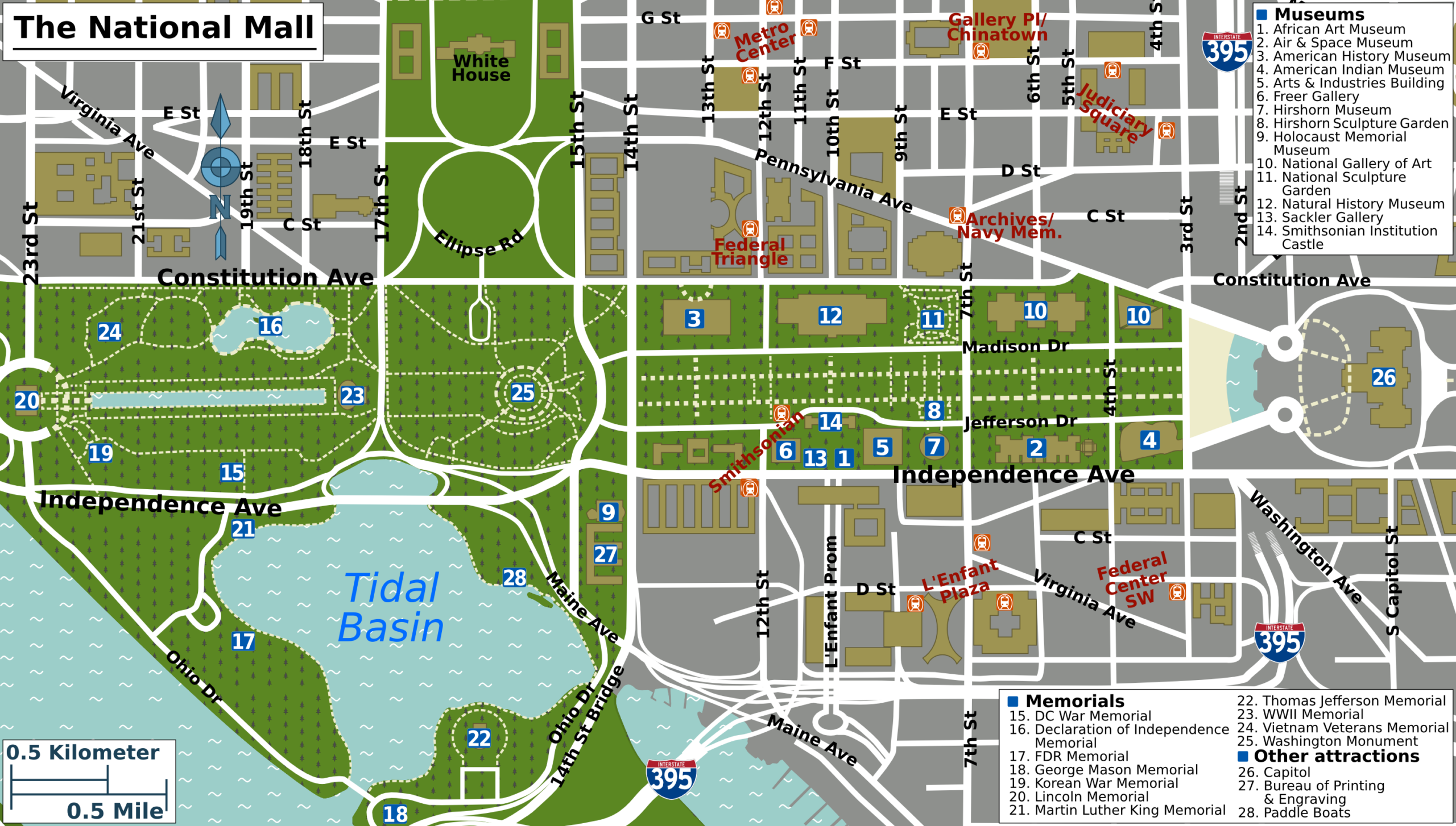 Washington Mall Map Printable