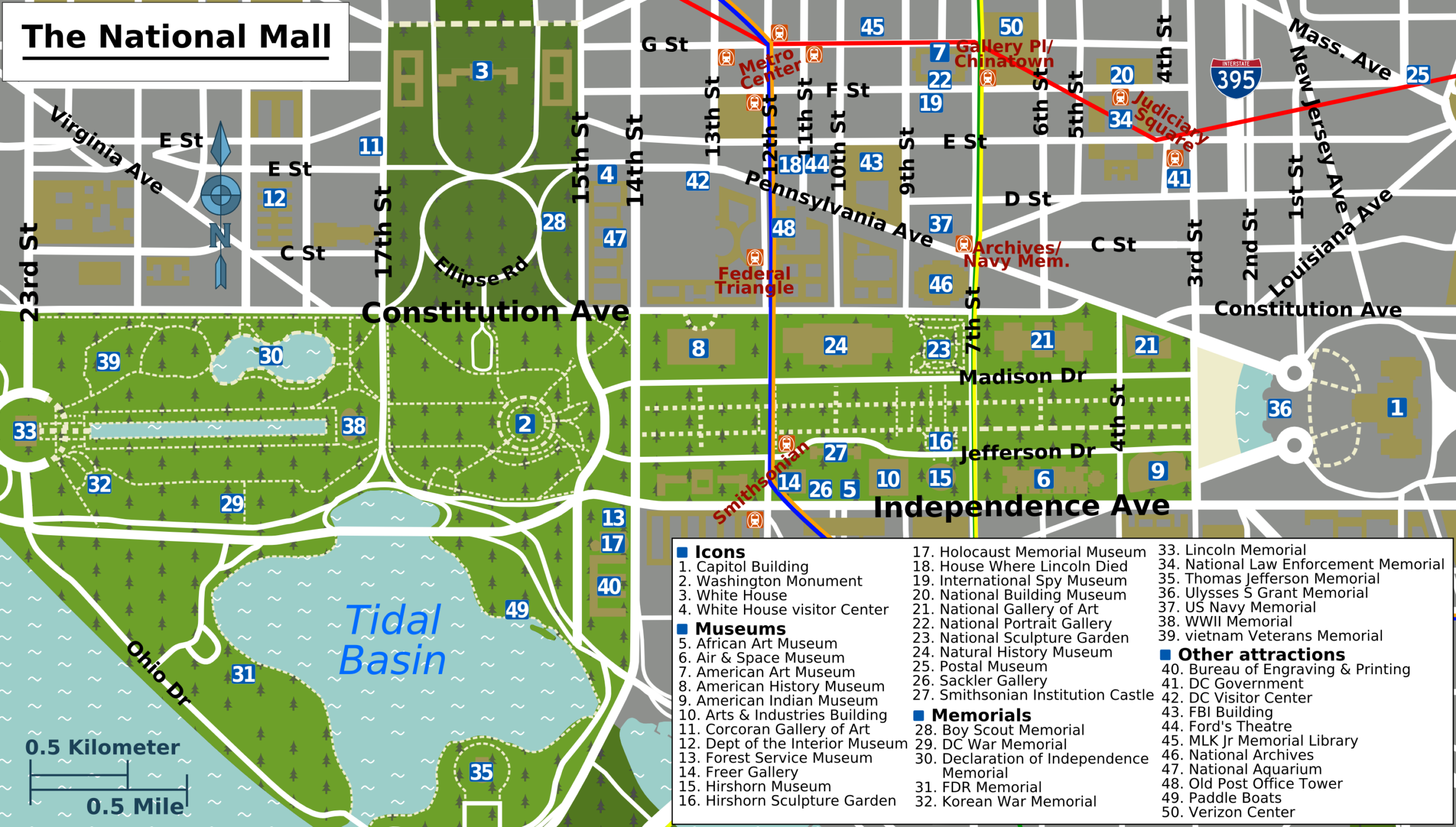 Washington Mall Map Printable