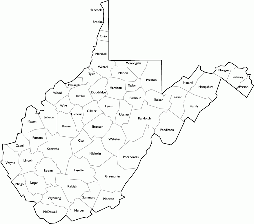 West Virginia Counties Map Printable Virginia Map