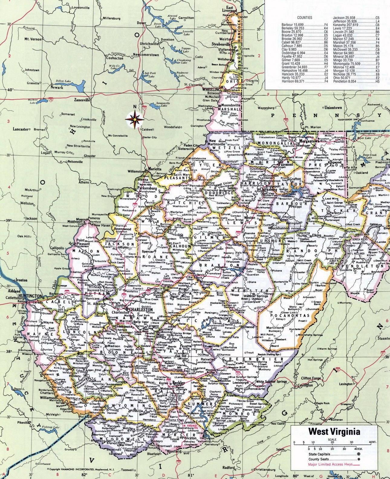 West Virginia Printable Map