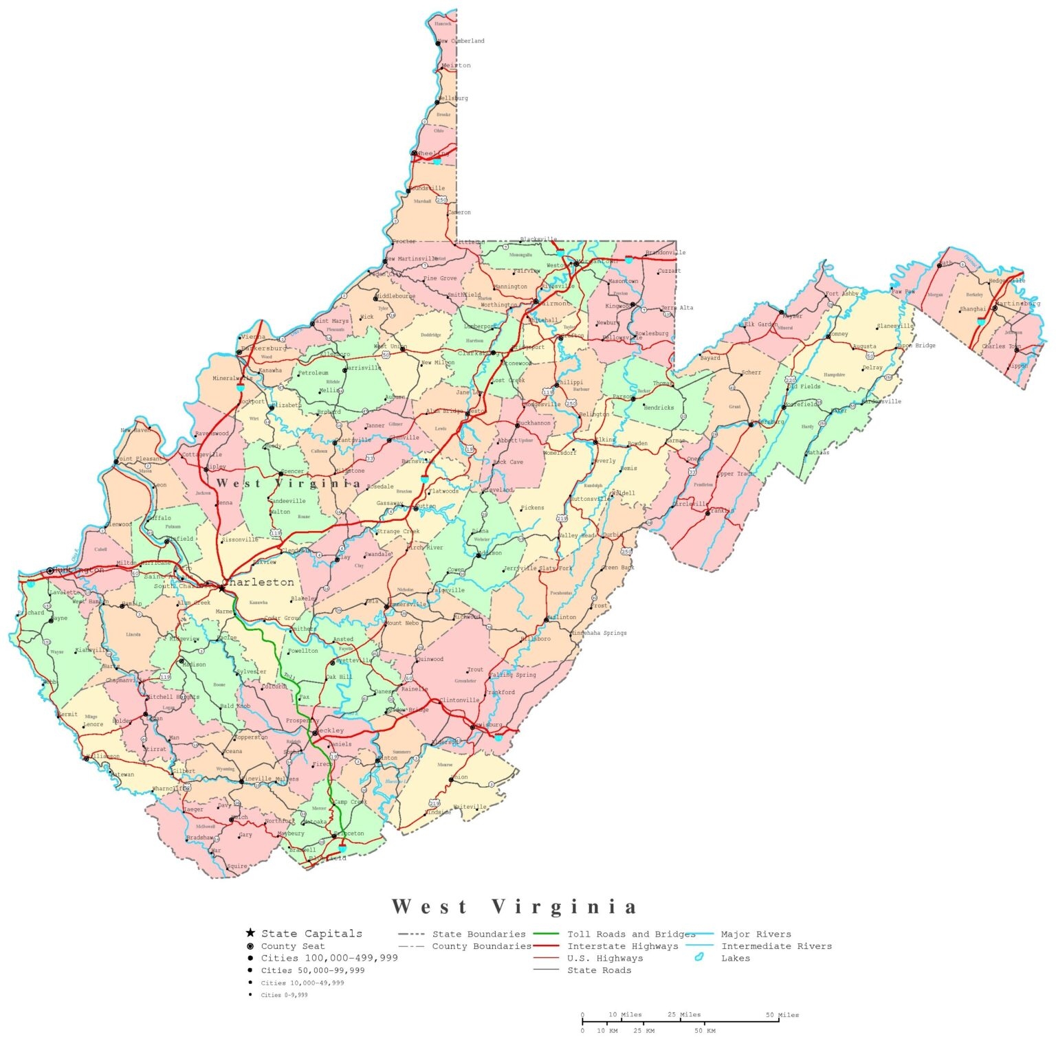 West Virginia Printable Map Free Printable Maps