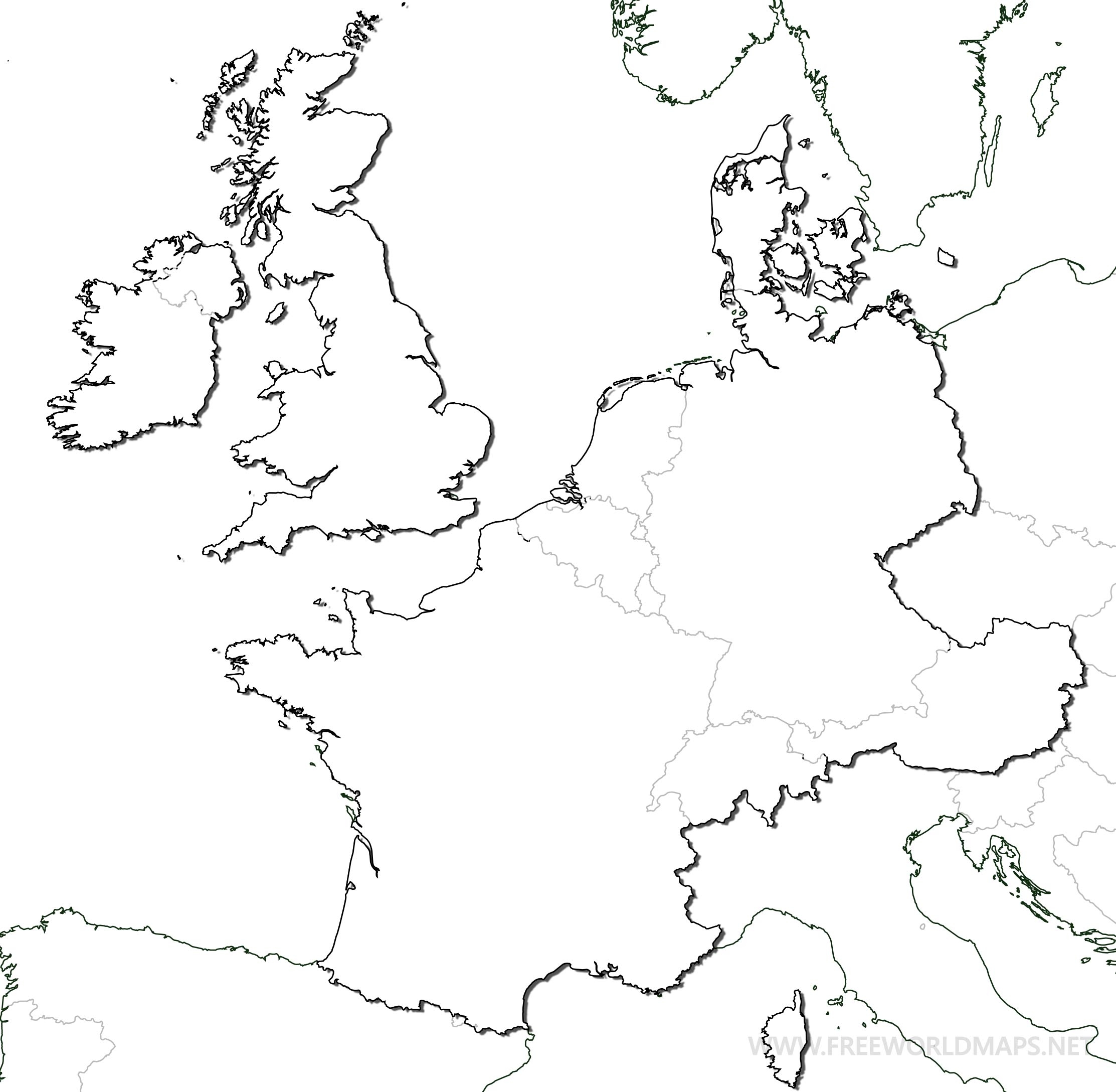 Western Europe Map Blank Printable