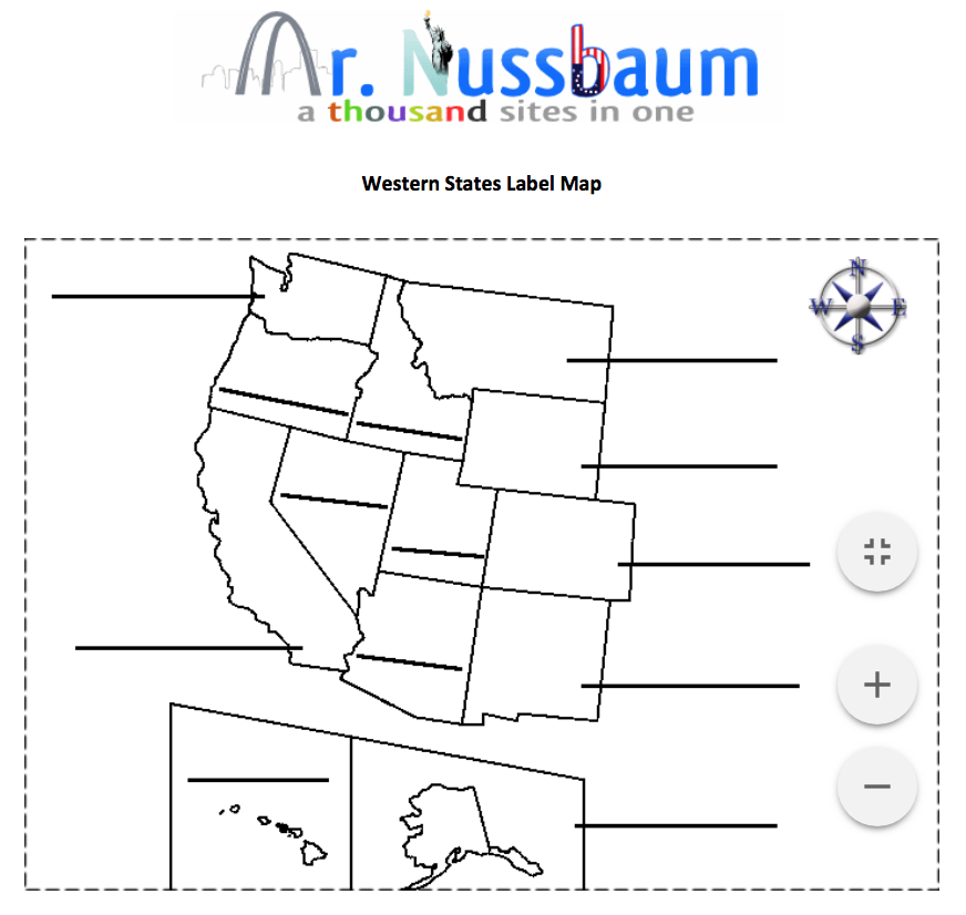 Western United States Map Printable