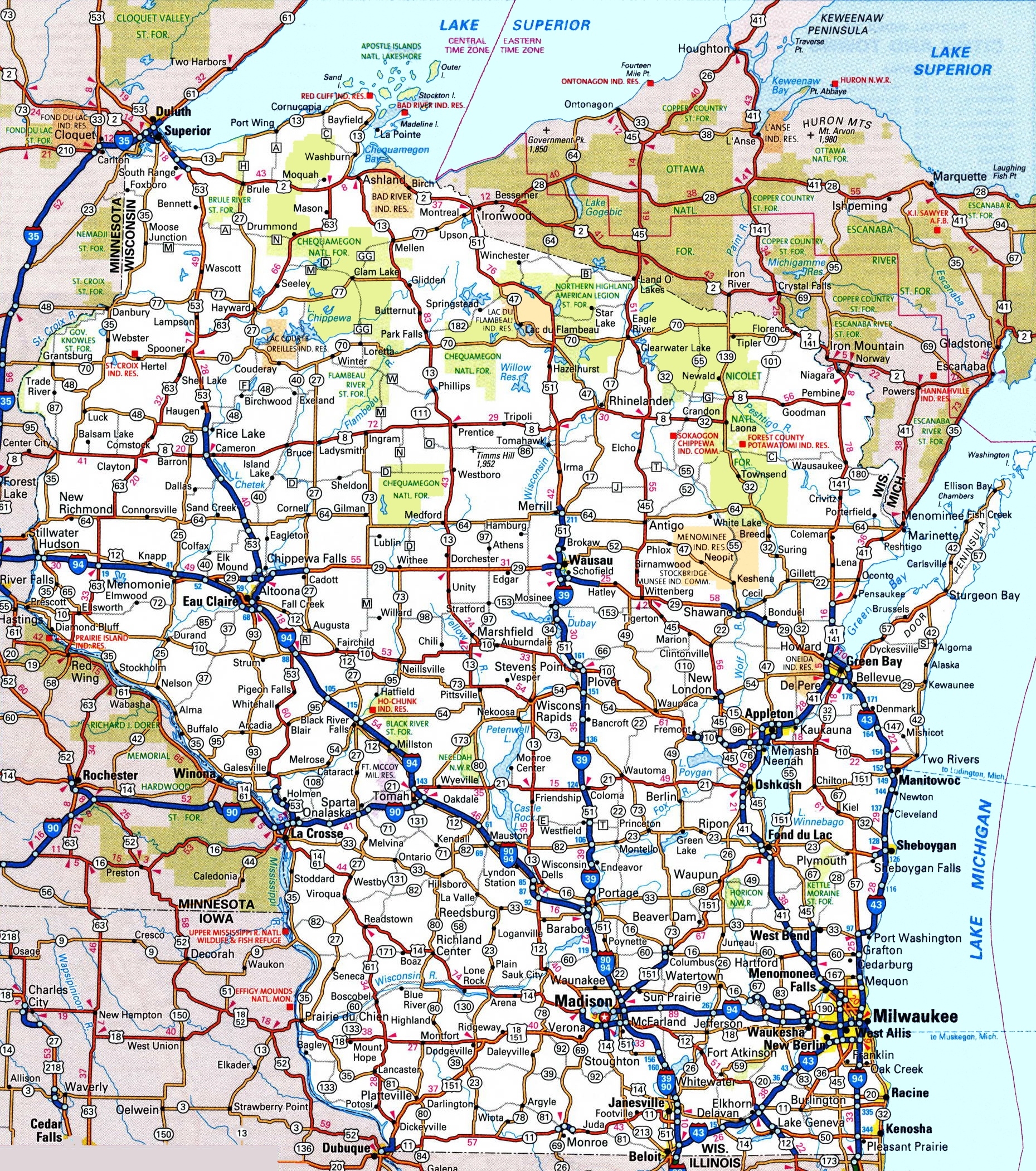 Wisconsin State Map Printable