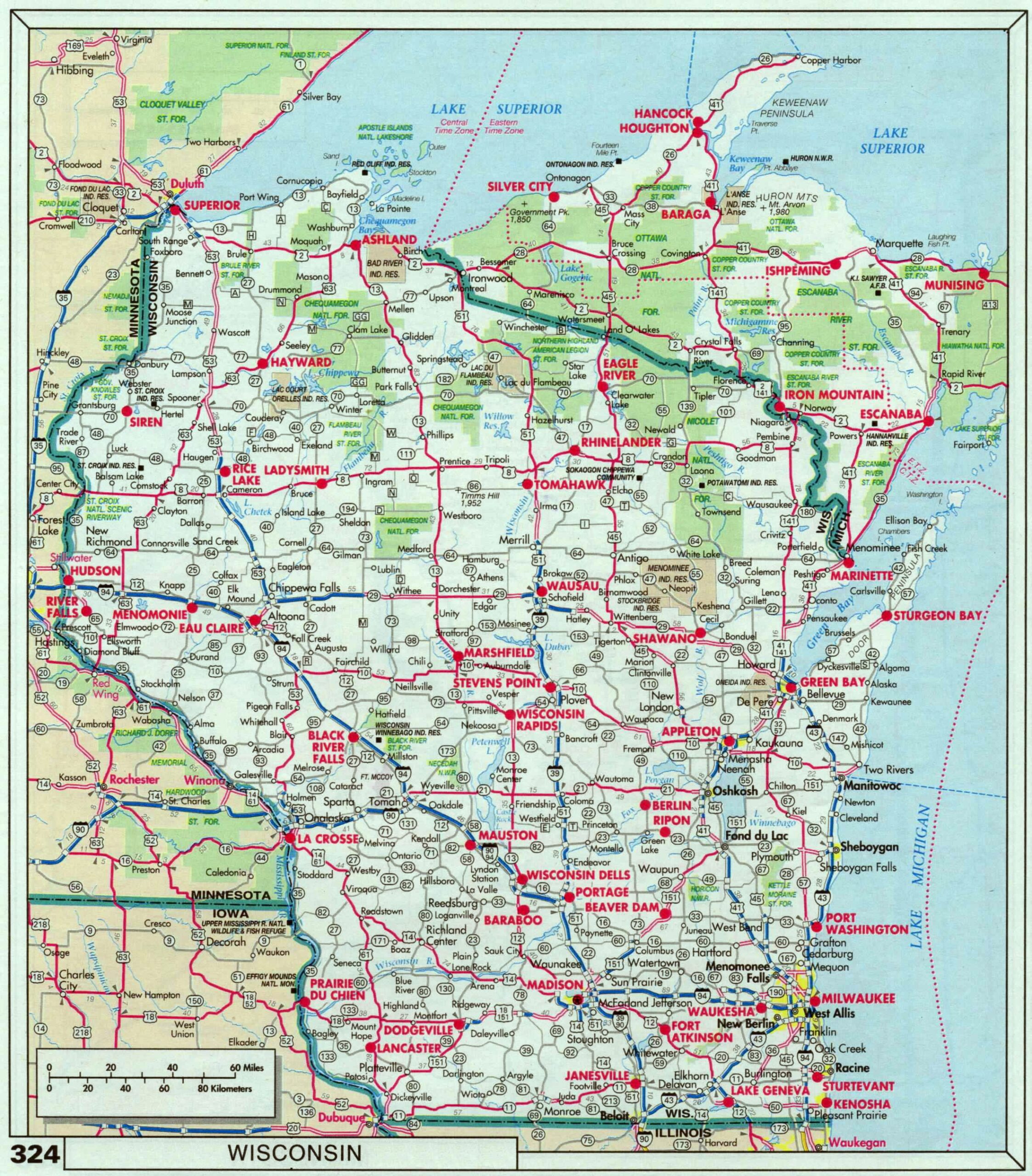Wisconsin State Map Printable