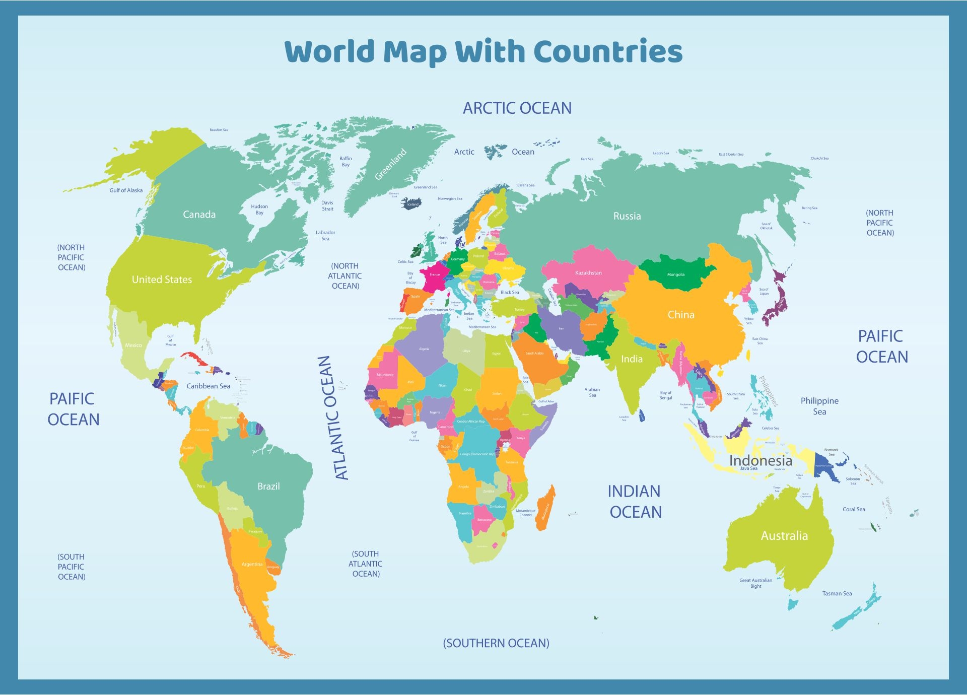 World Map Continents And Countries Printable