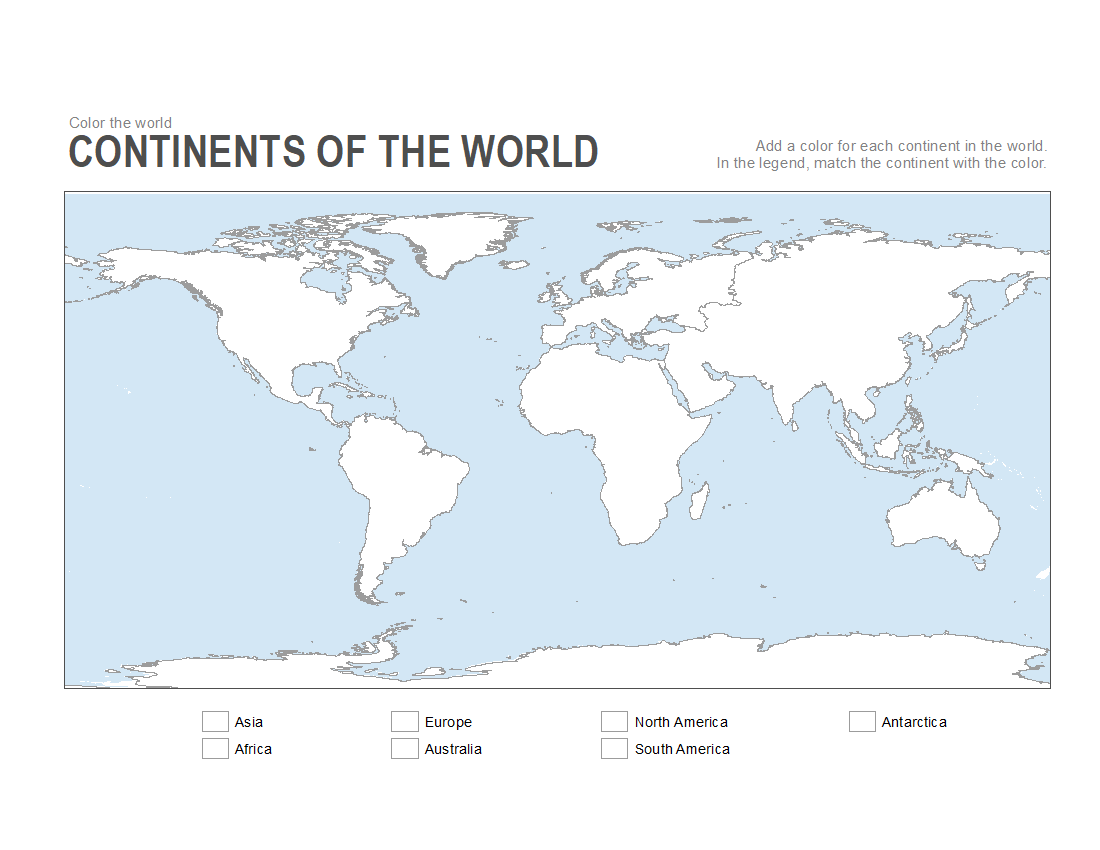 World Map Continents Blank Printable