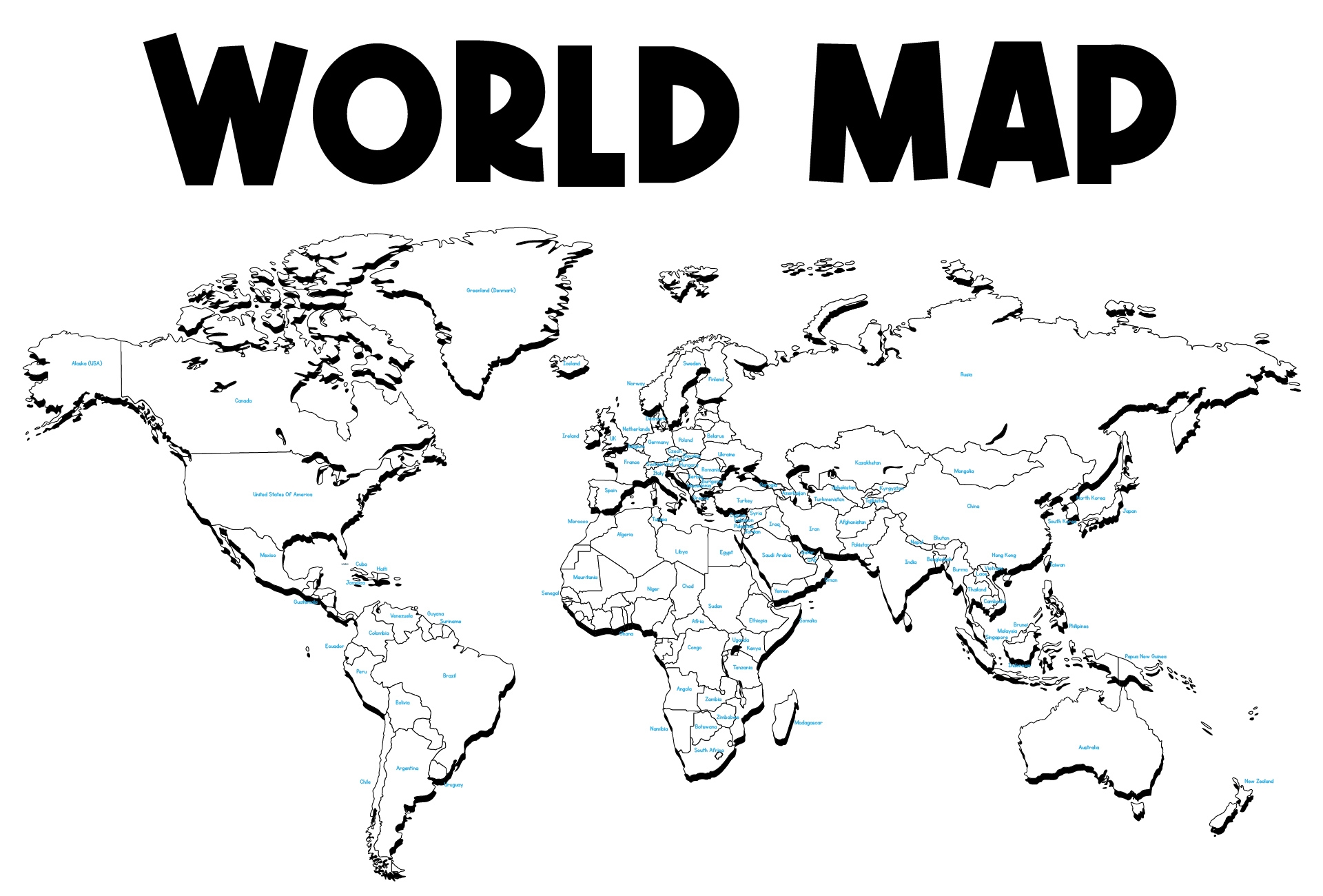 World Map Countries Free Printable Outline Rolfno