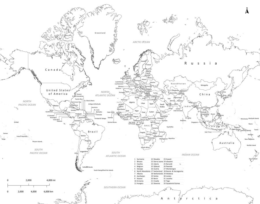 World Map Countries Labeled Printable Free