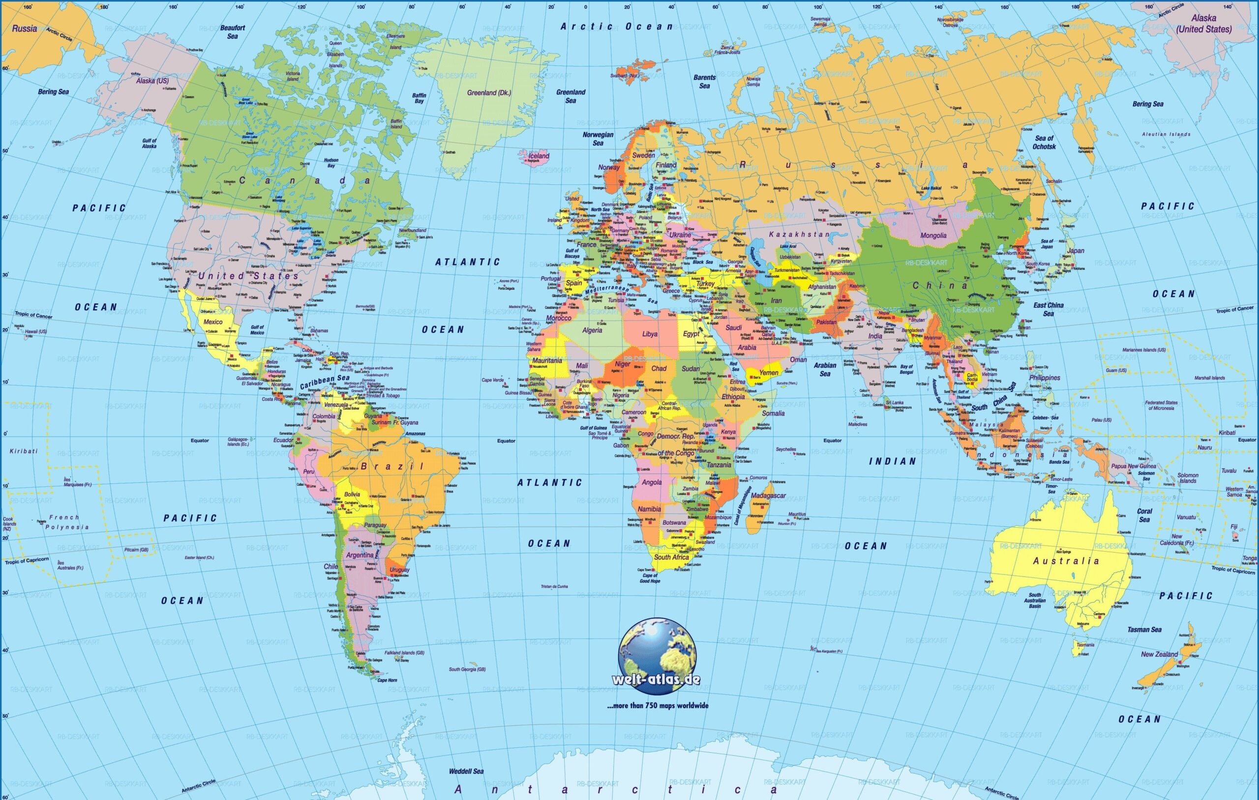 World Map HD Printable PDF World Map With Countries