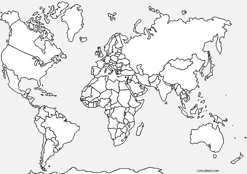World Map Printable Coloring Page