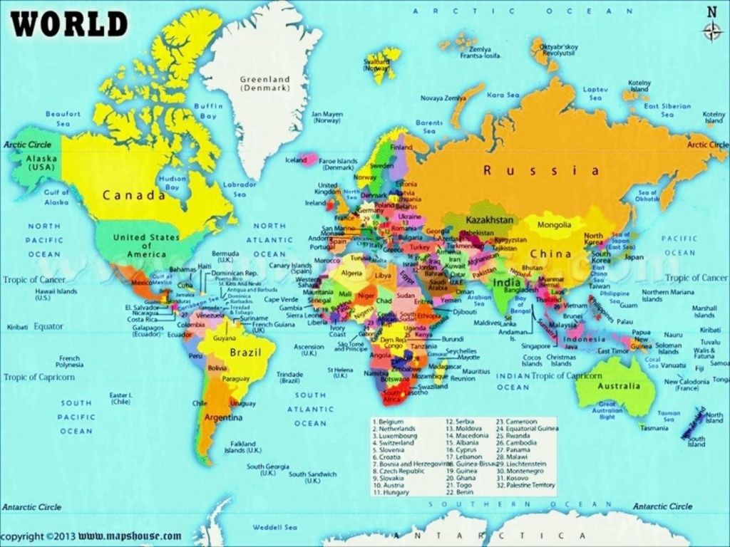 World Map With Names Printable